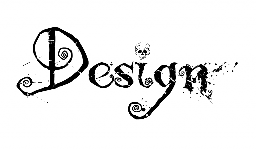A palavra Design escrita com a tipografia decorativa