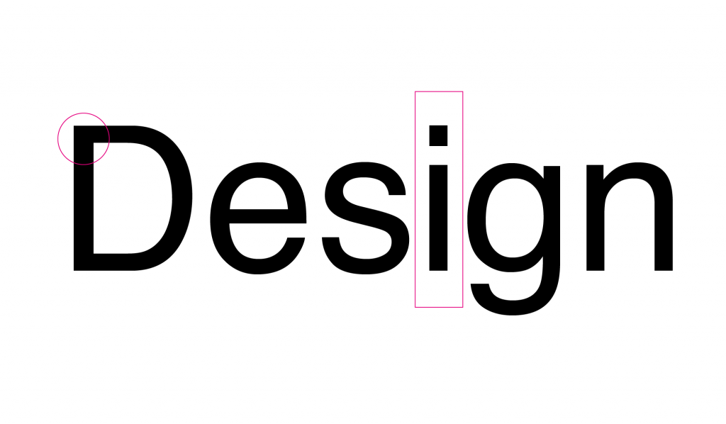 A palavra Design escrita com a tipografia Helvetica