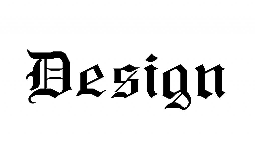 A palavra Design escrita com a tipografia RM