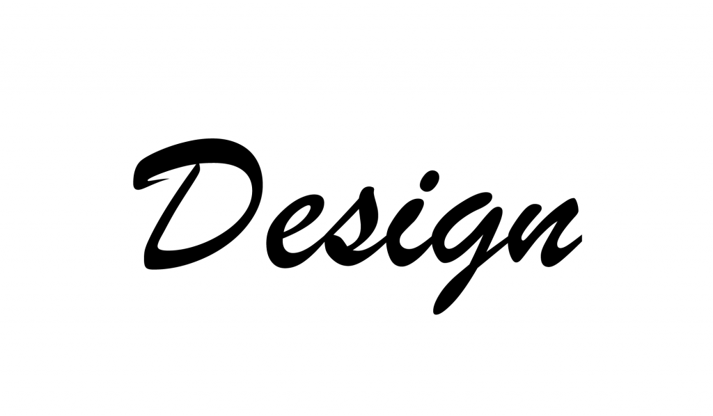 A palavra Design escrita com a tipografia Script